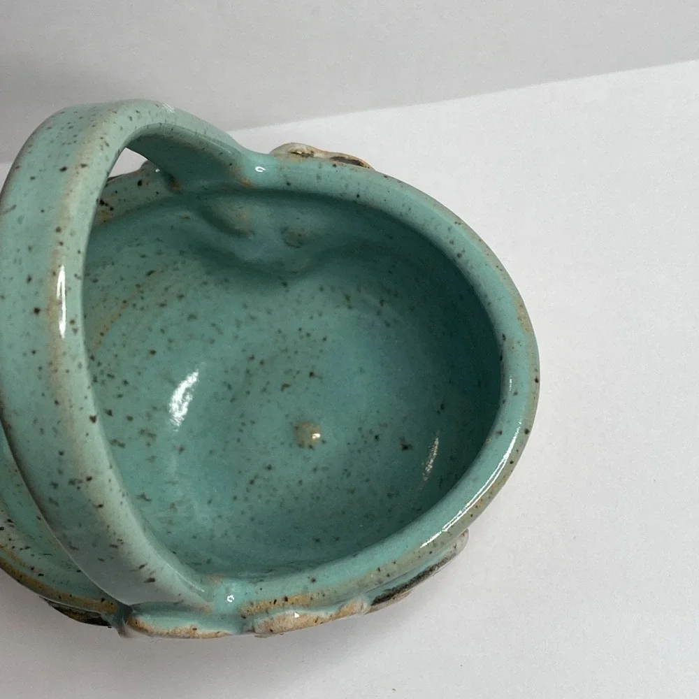 Vtg Old Patagonia Pottery Small Floral Basket Blue Brown 89‎ RARE